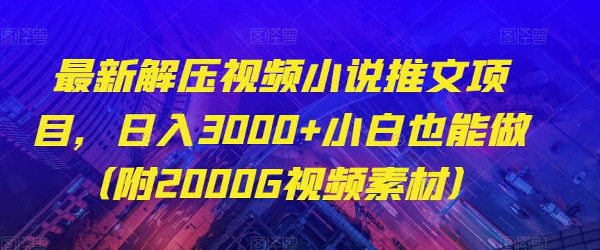 最新解压视频小说推文项目，日入3000+小白也能做（附2000G视频素材）【揭秘】-成长印记