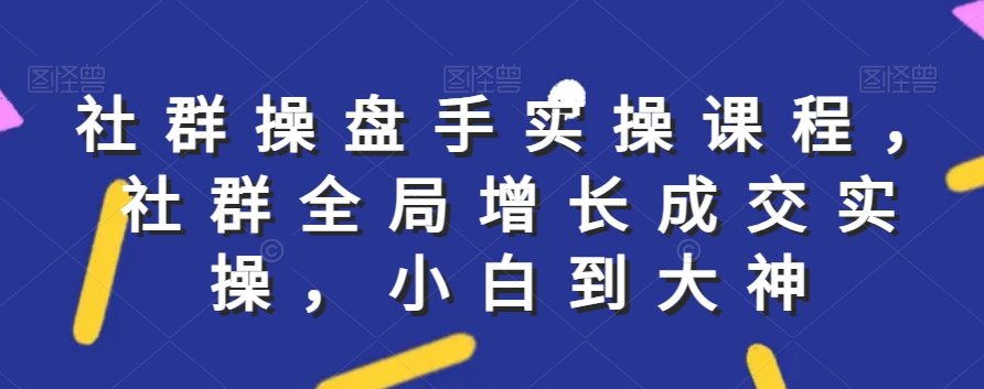 社群实操课程，社群全局增长成交实操，小白到大神-成长印记