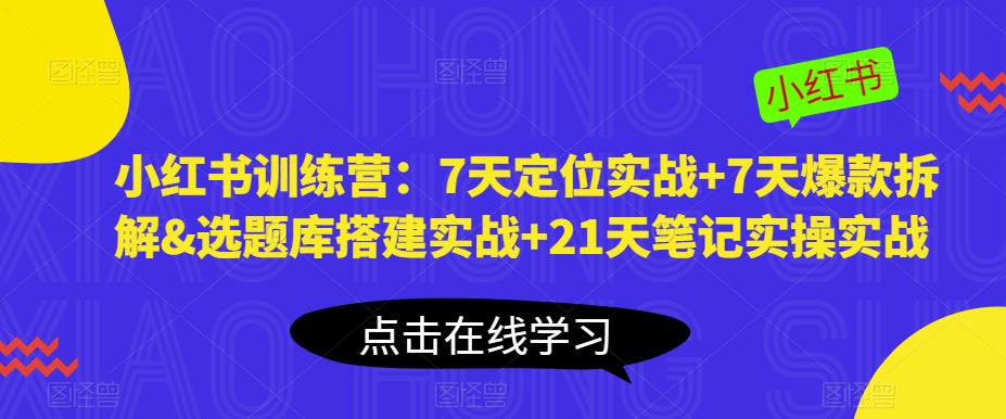 小红书训练营：7天定位实战+7天爆款拆解&选题库搭建实战+21天笔记实操实战-成长印记