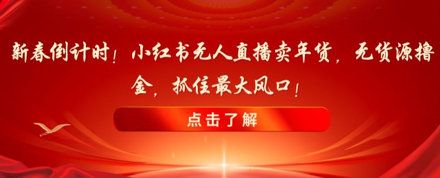 新春倒计时！小红书无人直播卖年货，无货源撸金，抓住最大风口【揭秘】-成长印记