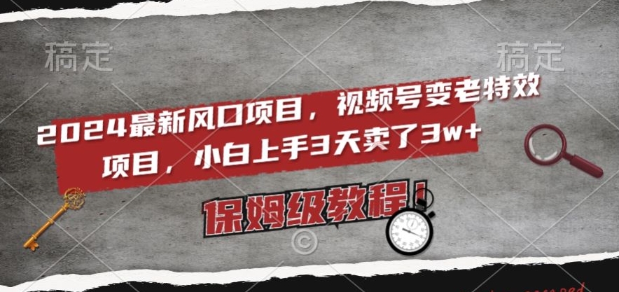 2024最新风口项目，视频号变老特效项目，电脑小白上手3天卖了3w+，保姆级教程【揭秘】-成长印记