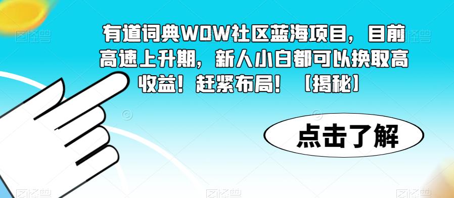 有道词典WOW社区蓝海项目，目前高速上升期，新人小白都可以换取高收益！赶紧布局！【揭秘】-成长印记