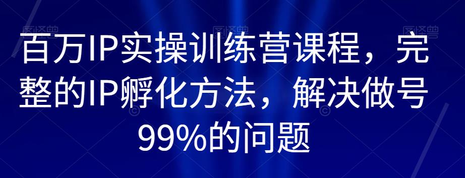 百万IP实操训练营课程，完整的IP孵化方法，解决做号99%的问题-成长印记