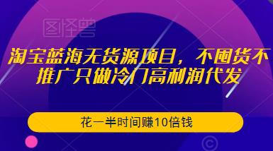 淘宝蓝海无货源项目，不囤货不推广只做冷门高利润代发，花一半时间赚10倍钱-成长印记