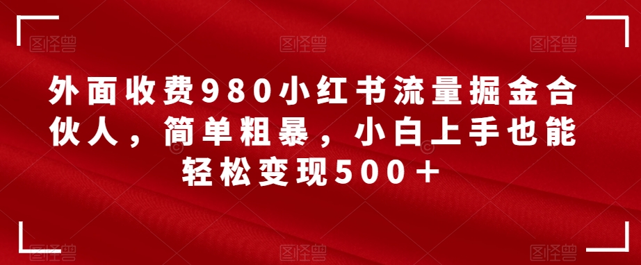 外面收费980小红书流量掘金合伙人，简单粗暴，小白上手也能轻松变现500＋【揭秘】-成长印记