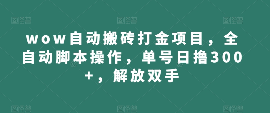 wow自动搬砖打金项目，全自动脚本操作，单号日撸300+，解放双手【揭秘】-成长印记