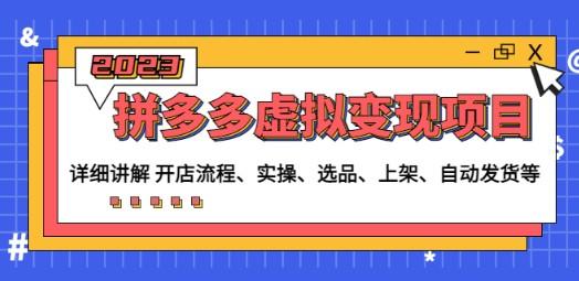 拼多多虚拟变现项目：讲解开店流程-实操-选品-上架-自动发货等-成长印记