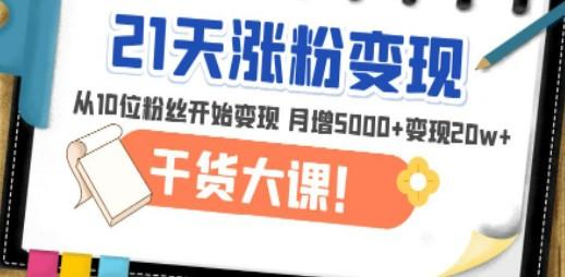 21天精准涨粉变现干货大课：从10位粉丝开始变现 月增5000+变现20w+-成长印记