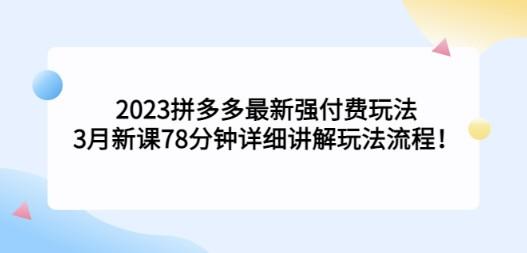 2023拼多多最新强付费玩法，3月新课78分钟详细讲解玩法流程！-成长印记