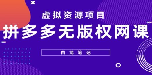 【白龙笔记】拼多多无版权网课项目，月入5000的长期项目，玩法详细拆解-成长印记