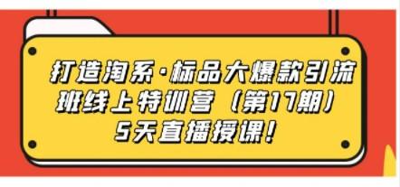 打造淘系·标品大爆款引流班线上特训营（第17期）5天直播授课！-成长印记