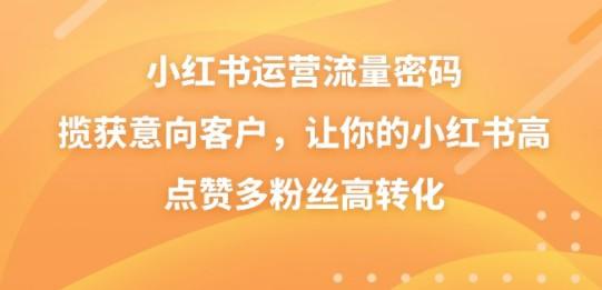 小红书运营流量密码，揽获意向客户，让你的小红书高点赞多粉丝高转化-成长印记