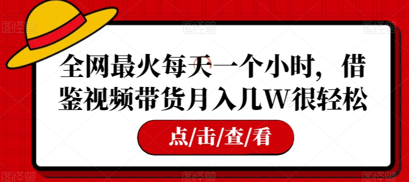 全网最火每天一个小时，借鉴视频带货月入几W很轻松【揭秘】-成长印记