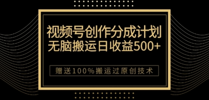 视频号分成计划与私域双重变现，纯搬运无技术，日入3~5位数【揭秘】-成长印记