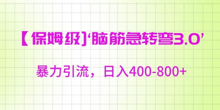 保姆级脑筋急转弯3.0，暴力引流，日入400-800+【揭秘】-成长印记