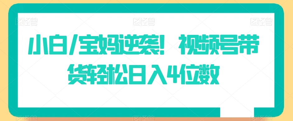 小白/宝妈逆袭！视频号带货轻松日入4位数【揭秘】-成长印记