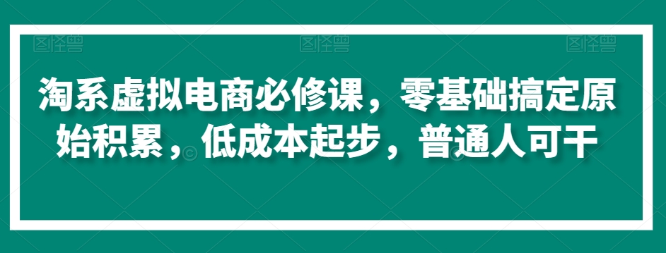 淘系虚拟电商必修课，零基础搞定原始积累，低成本起步，普通人可干-成长印记