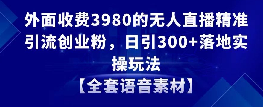 外面收费3980的无人直播精准引流创业粉，日引300+落地实操玩法【全套语音素材】【揭秘】-成长印记