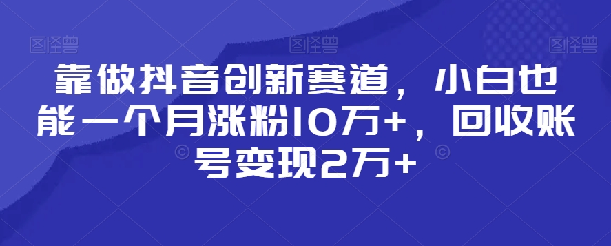 靠做抖音创新赛道，小白也能一个月涨粉10万+，回收账号变现2万+【揭秘】-成长印记