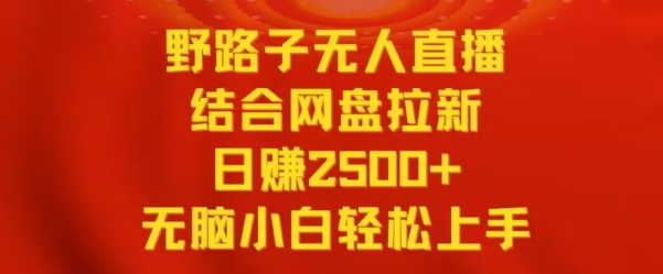 野路子无人直播结合网盘拉新，日赚2500+，小白无脑轻松上手【揭秘】-成长印记