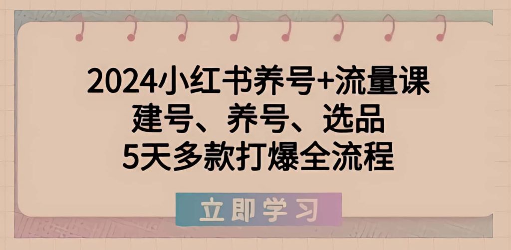 2024小红书养号+流量课