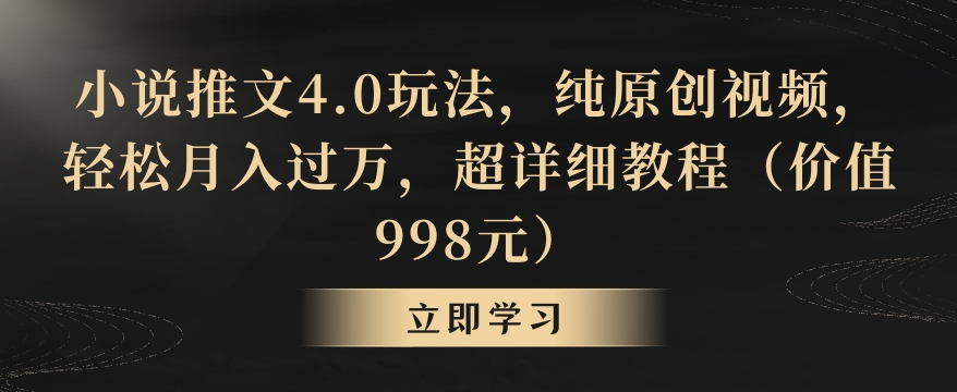 小说推文4.0玩法，纯原创视频，轻松月入过万，超详细教程（价值998元）【揭秘】-成长印记