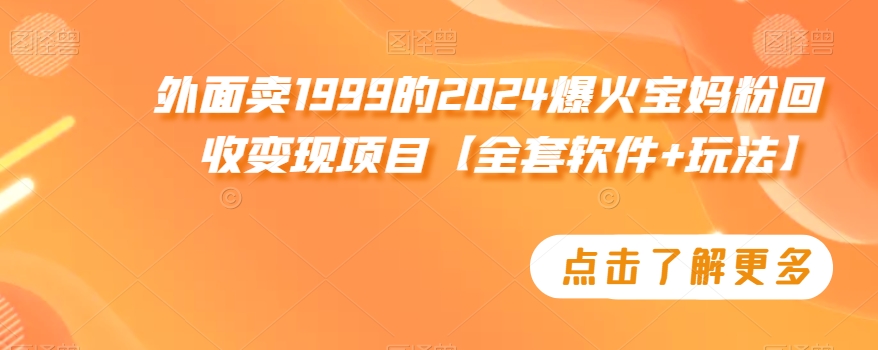 外面卖1999的2024爆火宝妈粉回收变现项目【全套软件+玩法】【揭秘】-成长印记