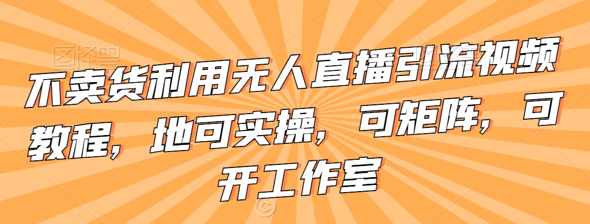 不卖货利用无人直播引流视频教程，地可实操，可矩阵，可开工作室【揭秘】-成长印记