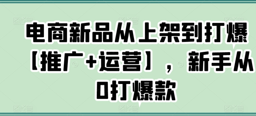 电商新品从上架到打爆【推广+运营】，新手从0打爆款-成长印记