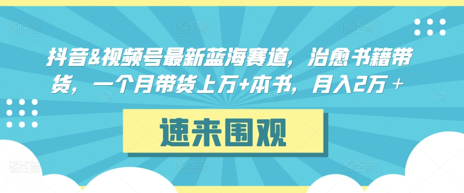 抖音&视频号最新蓝海赛道，治愈书籍带货，一个月带货上万+本书，月入2万＋【揭秘】-成长印记