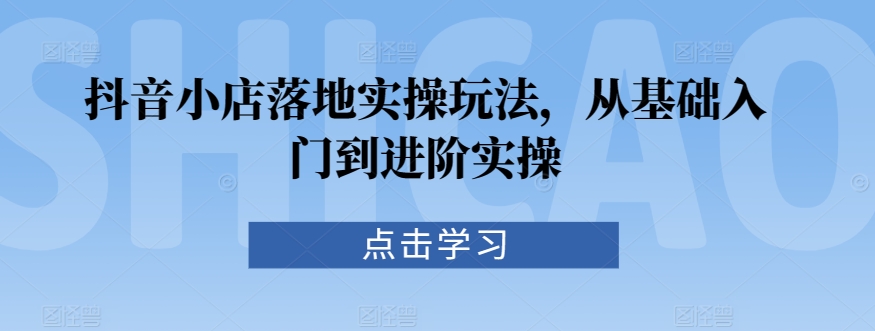 抖音小店玩家必修课!25堂操盘手把手教你从小白到大神抖音小店落地实操玩法-成长印记