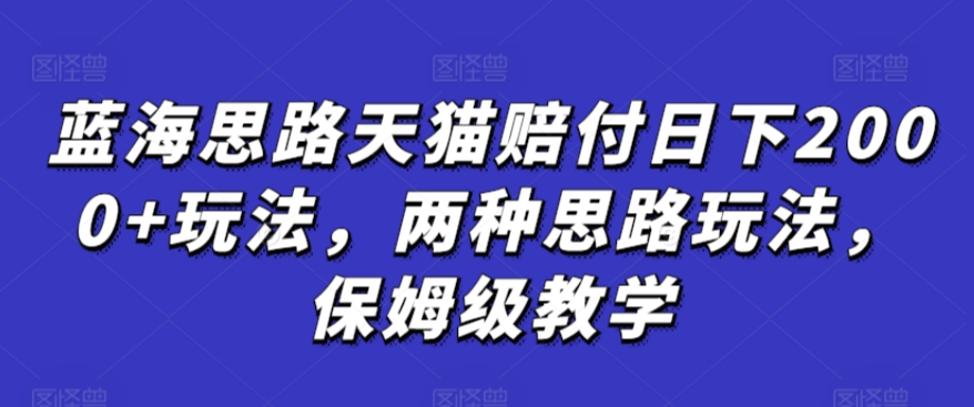 蓝海思路天猫赔付日下2000+玩法，两种思路玩法，保姆级教学【仅揭秘】-成长印记