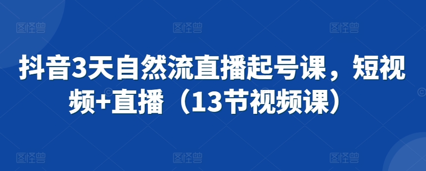 【抖音新星速成攻略】3天打造爆款直播间，短视频+直播全攻略！（13节视频课）抖音3天自然流直播起号课-成长印记