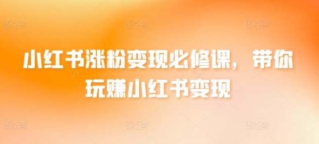 小红书涨粉变现必修课，带你玩赚小红书变现-成长印记