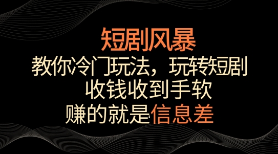 短剧风暴，教你冷门玩法，玩转短剧，收钱收到手软【揭秘】-成长印记