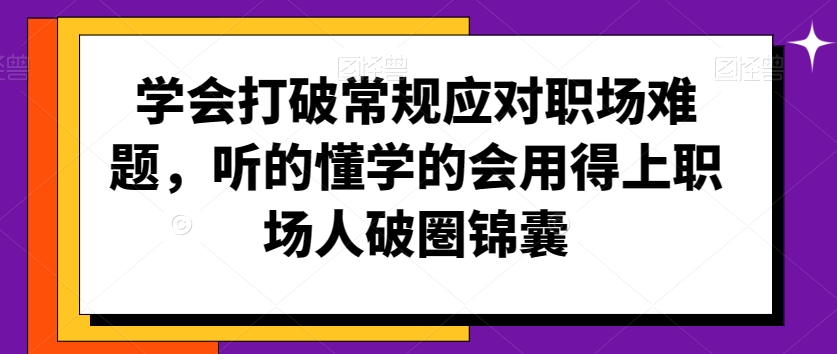 职场人必备：破解难题的职场人-听的懂学的会用得上职场人破圏锦囊职场人破圈锦囊-成长印记