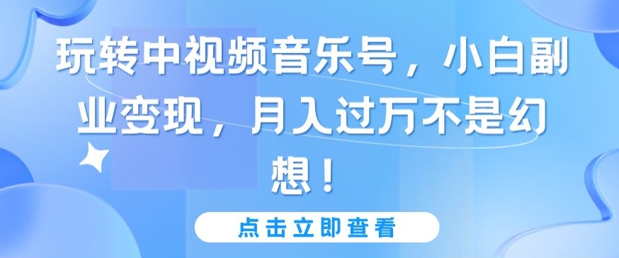 玩转中视频音乐号，小白副业变现，月入过万不是幻想【揭秘】-成长印记