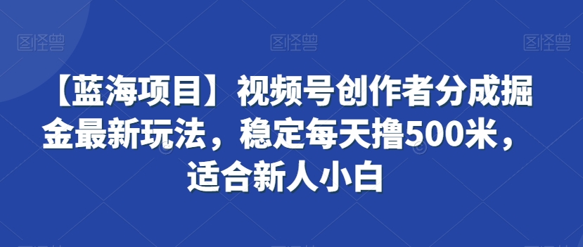 【蓝海项目】视频号创作者分成掘金最新玩法，稳定每天撸500米，适合新人小白【揭秘】-成长印记