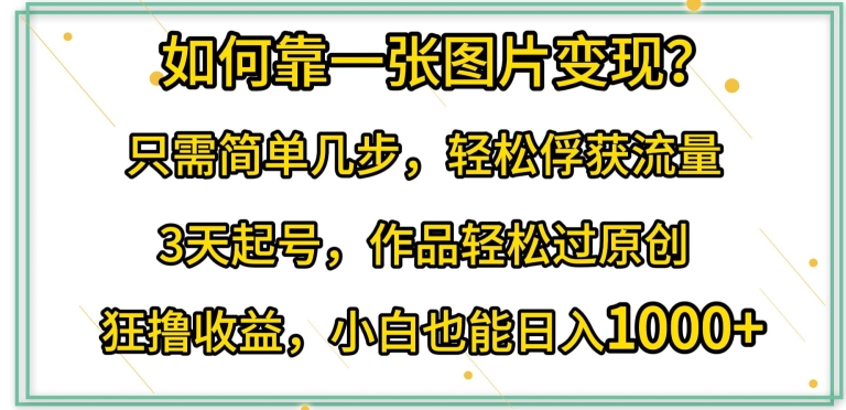 如何靠一张图片变现?只需简单几步，轻松俘获流量，3天起号，作品轻松过原创【揭秘】-成长印记