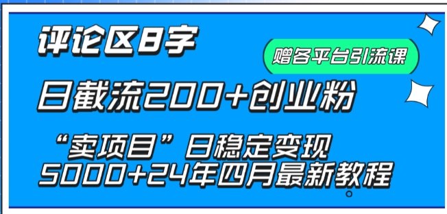 抖音评论区8字日截流200+创业粉 “卖项目”日稳定变现5000+【揭秘】-成长印记