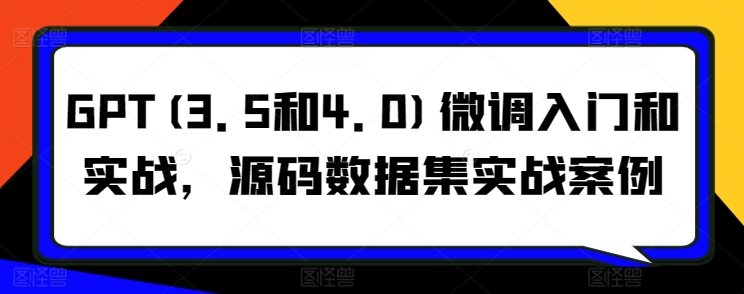 GPT(3.5和4.0)微调入门和实战，源码数据集实战案例-成长印记