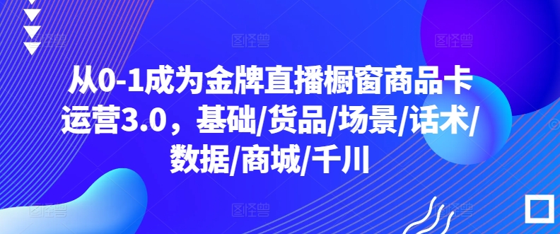 从0-1成为金牌直播橱窗商品卡运营3.0，基础/货品/场景/话术/数据/商城/千川-成长印记