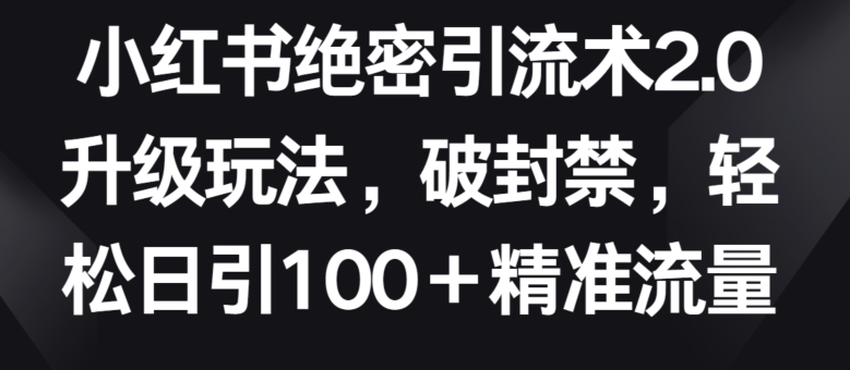 小红书绝密引流术2.0升级玩法，破封禁，轻松日引100+精准流量【揭秘】-成长印记