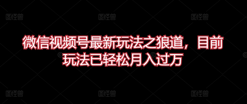 微信视频号最新玩法之狼道，目前玩法已轻松月入过万【揭秘】-成长印记