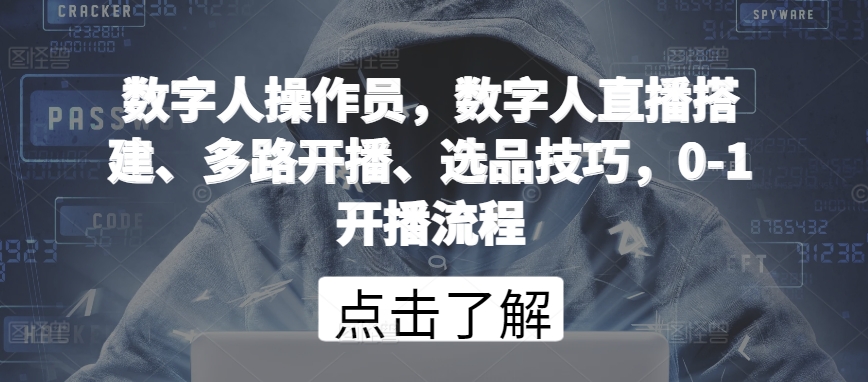 数字人操作员，数字人直播搭建、多路开播、选品技巧，0-1开播流程-成长印记