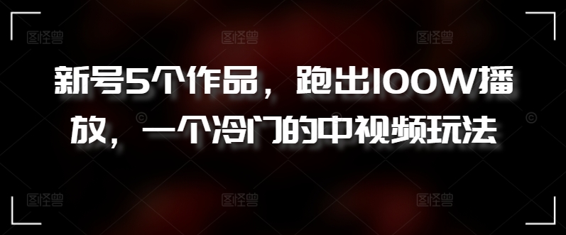 新号5个作品，跑出100W播放，一个冷门的中视频玩法【揭秘】-成长印记