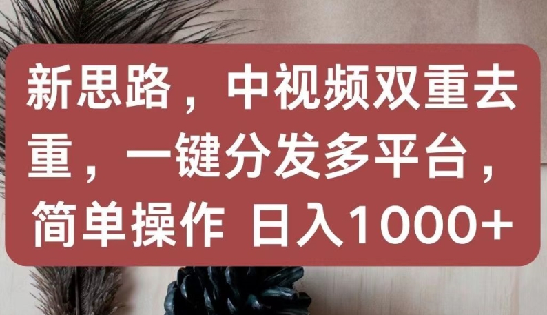 新思路，中视频双重去重，一键分发多平台，简单操作，日入1000+【揭秘】-成长印记