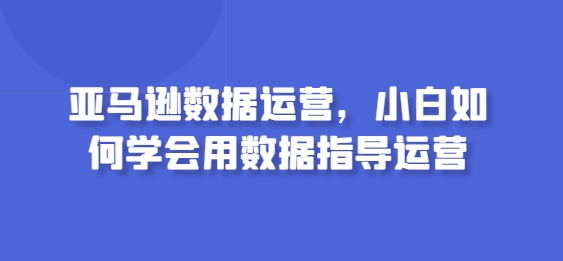 亚马逊数据运营，小白如何学会用数据指导运营-成长印记