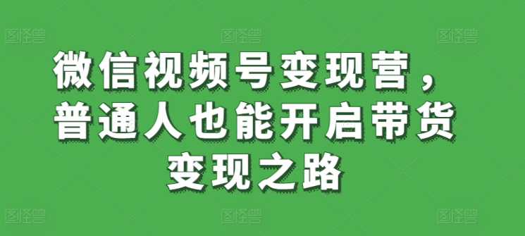 微信视频号变现营，普通人也能开启带货变现之路-成长印记