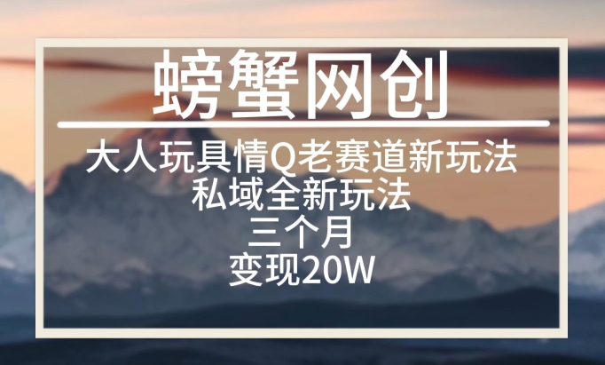 大人玩具情Q用品赛道私域全新玩法，三个月变现20W，老项目新思路【揭秘】-成长印记